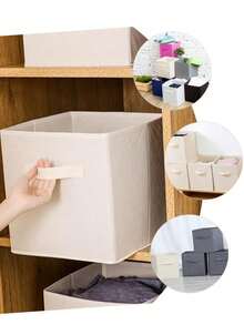 Hộp đựng đồ hình vuông, làm bằng vải không dệt, nhiều màu sắc, có nắp tháo rời, có thể gấp gọn, dùng để cất giữ và sắp xếp quần áo, một vật dụng lưu trữ đa năng tuyệt vời. - Nhiều màu - Xem 2