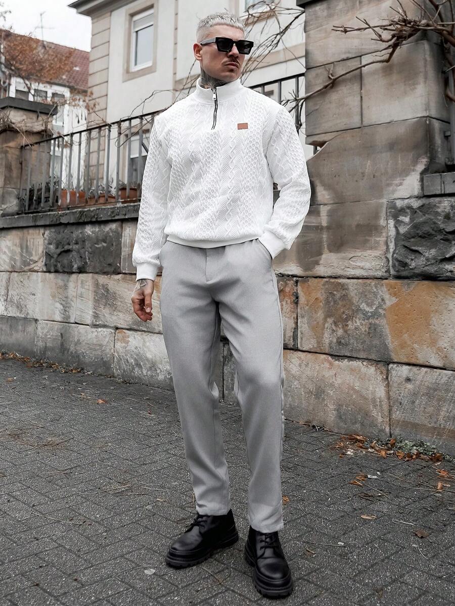 Artur Kramer 男士緊身商務西裝褲 - 灰色 - 查看 1