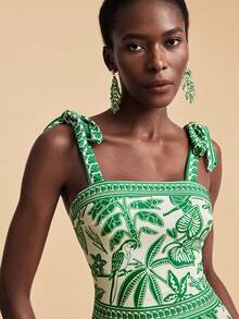 Travachic Bộ đồ bơi liền thân in họa tiết nhiệt đới dành cho nữ, thích hợp cho kỳ nghỉ biển. - Nhiều màu - Xem 3