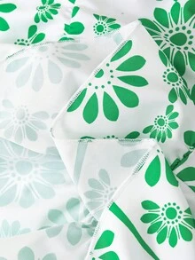 SHEIN Elladie kids 女童春夏新款休闲时尚连衣裙，绿色花卉数码印花图案，圆领无袖荷叶袖，露背镂空设计，绿色3D蝴蝶结装饰，腰部褶皱荷叶边下摆，适合可爱、舒适、优雅的小女孩日常穿着，也适合上学、外出、度假、派对等场合。绿色花卉女童连衣裙，女童复活节连衣裙，女童绿色套装，女童蝴蝶结连衣裙，女童绿色蝴蝶结，女童度假套装，女童夏季连衣裙，优雅派对连衣裙，夏季套装。 - 綠色 - 查看 4