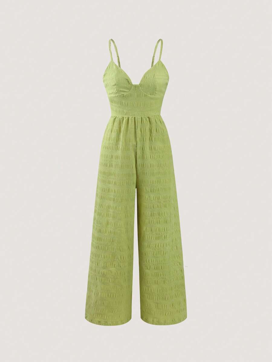 Olithes Bộ jumpsuit không tay cổ chữ V màu hồng cánh sen dành cho nữ, thích hợp cho kỳ nghỉ xuân/hè. - màu xanh lá - Xem 1