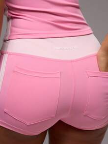 Musera Sport Quần short siêu ngắn năng động, phối màu tương phản, thích hợp cho tập luyện thể thao, tập gym, pilates, thể dục, hàng ngày, nữ tính, thoải mái, mùa hè. - Màu Hồng Tươi - Xem 1