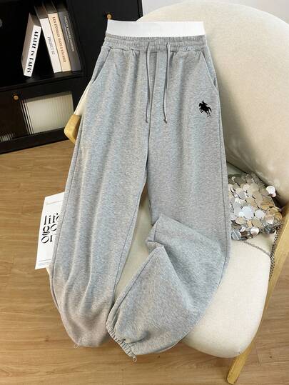 Resyla 女士休闲运动撞色腰带抽绳宽松运动裤