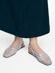 Mnmlis Women's New Fashion Woven Hollow Slip-On Flat Square Toe Loafers - Silver - View 8