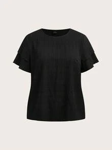 EMERY ROSE Questa camicia casual in stile primaverile in crepe nera, taglia comoda, decorata con pon pon e stampa floreale, è perfetta per i festival musicali estivi e le vacanze. Comoda e versatile, è una scelta ideale per l'estate. - Multicolore - Visualizzare 6