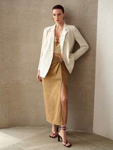 MOTF PREMIUM STRUCTURED TEXTURED LIGHTWEIGHT BLAZER - Apricot - View 5