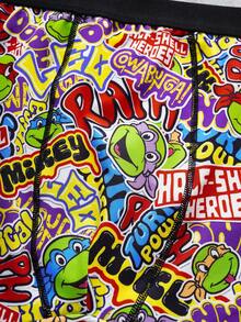 TEENAGE MUTANT NINJA TURTLES | SHEIN 1件男士卡通印花平角内裤 - 黑色 - 查看 3