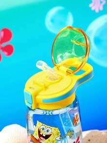 SpongeBob SquarePants | SHEIN 500毫升卡通图案水瓶，配有硅胶吸管和防漏盖，适合旅行、观光、返校使用，Tritan材质。 - 淺藍色 - 查看 7