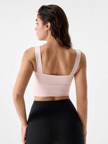 Loungeista Yoga Tanktop atmungsaktiver Sport-BH mit stoßdämpfender und raffender Funktion für eine schöne Rückenform, Workout Tank Gym Oberteil - Babypink - Übersicht 2