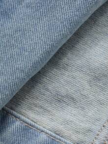 DAZY Chaqueta vaquera de mujer con solapa, chaqueta vaquera lavada de ajuste holgado informal - Azul lavado medio - Ver 8