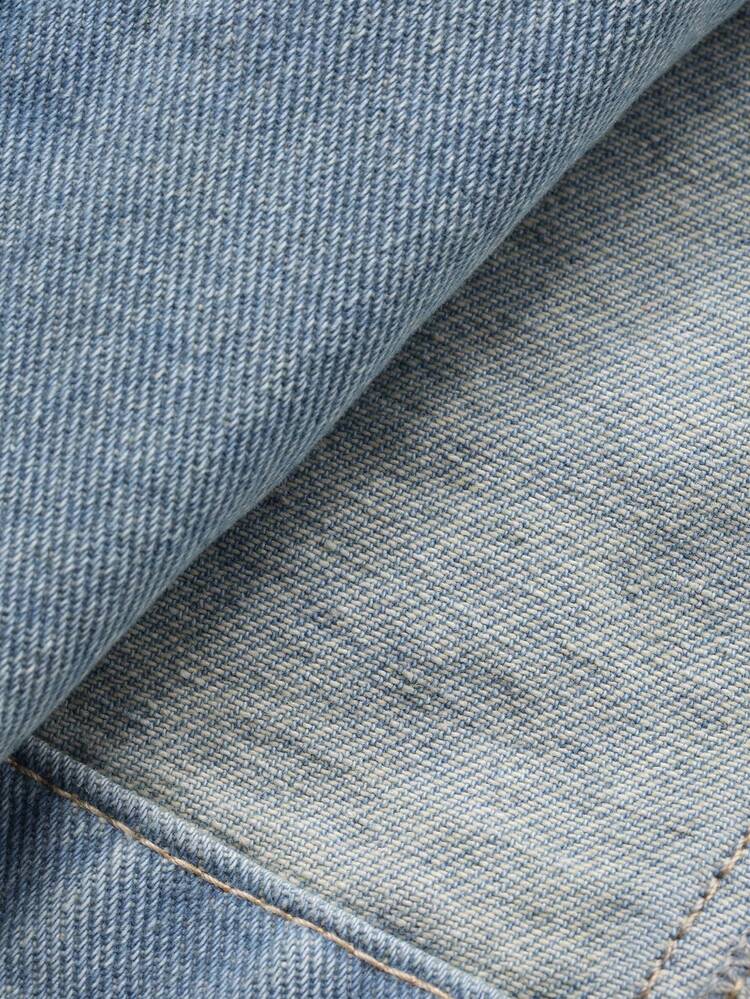 Women's Lapel Denim Jacket, Casual Loose Fit Washed Denim Jacket