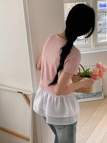 DAZY Women's Summer Korean Style Knit Top - Pink - View 2