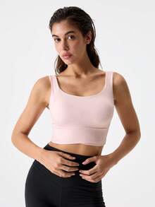 Loungeista Yoga Tanktop atmungsaktiver Sport-BH mit stoßdämpfender und raffender Funktion für eine schöne Rückenform, Workout Tank Gym Oberteil - Babypink - Übersicht 4