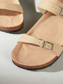 Solecia 女士时尚厚底拖鞋，适合春夏季节、假期、春假、复活节、圣诞节等各种场合穿着。 - 杏色 - 查看 5