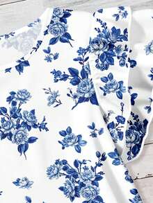 EMERY ROSE Women's Casual Floral Print Cap Sleeve Blouse - Multicolor - View 4