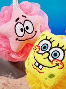 SpongeBob SquarePants | SHEIN 1/2pc Cartoon Sponge, Bath Sponge, Ultra-Soft Foaming Net, For Bathing, Comes With A Hanging Rope - Multicolor - View 2