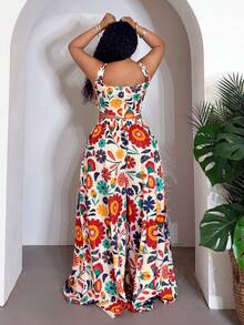 Slaydiva Bộ đồ thể thao mùa xuân/hè 2025 mới, kiểu dáng thường ngày, áo hai dây màu kaki xương cá và quần ống rộng có túi, chất liệu vải dệt họa tiết, cỡ lớn dành cho nữ. - Nhiều màu - Xem 5