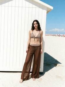 Maija Women's Striped Bikini Set For Beach Vacation,Vacation Outfits Women,Summer Holiday Outfits ,Beach Vacation Outfits For Women Festival Boho Western - Brown - View 5