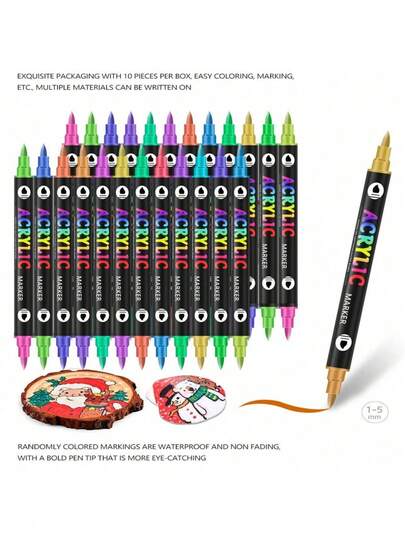 24/48/72 Colors Acrylic Paint Pens Set 12/24/36 Pack Dual Tip Acrylic Paint Markers With Fine Tip Brush Tip For Rock Painting Canvas Fabric Stone Wood Rocks Glass Paper Plastic DIY Craft School Art Supplies