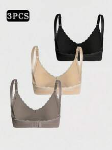 BloomMama Maternity Contrast Lace Comfortable Wire-Free Bra - Multicolor - View 7