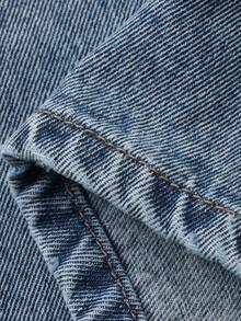 DAZY Quần jeans ống rộng nữ kiểu dáng thường ngày, có túi và cúc, phù hợp với mọi dịp, phong cách Y2K. - Rửa trung bình - Xem 7