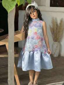 Váy lưới cổ xanh thanh lịch và dễ thương cho bé gái - Nhiều màu - Xem 7