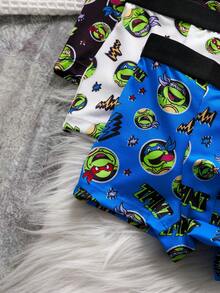 TEENAGE MUTANT NINJA TURTLES | SHEIN Quần lót nam in hình hoạt hình, kiểu dáng thường ngày. - Đen và trắng - Xem 5