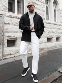 Artur Kramer Men's Casual Versatile Solid Color Tapered Suit White Pants - White - View 6