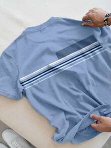Manfinity Homme Plus Size Men's Casual Striped Print T-Shirt, Summer - Multicolor - View 2