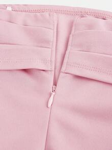 SHEIN 少女优雅长款连衣裙，露肩荷叶边下摆修身长款派对礼服，粉色花童礼服 - 粉色 - 查看 7