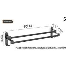 1 pieza Toallero de acero inoxidable sin perforación para baño, hotel. Barra sencilla/doble, varilla alta/baja. Accesorios y herramientas de baño - Negro - Ver 8