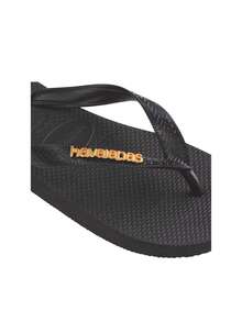 Havaianas Logo Metallic Women's Flip-Flops Gold / Silver 4127244 - Black/Black - View 3