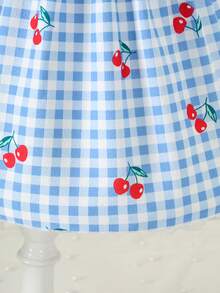 SHEIN 女童无袖褶皱彩色中长连衣裙，休闲公主风，适合度假和聚会 - 藍色 - 查看 6