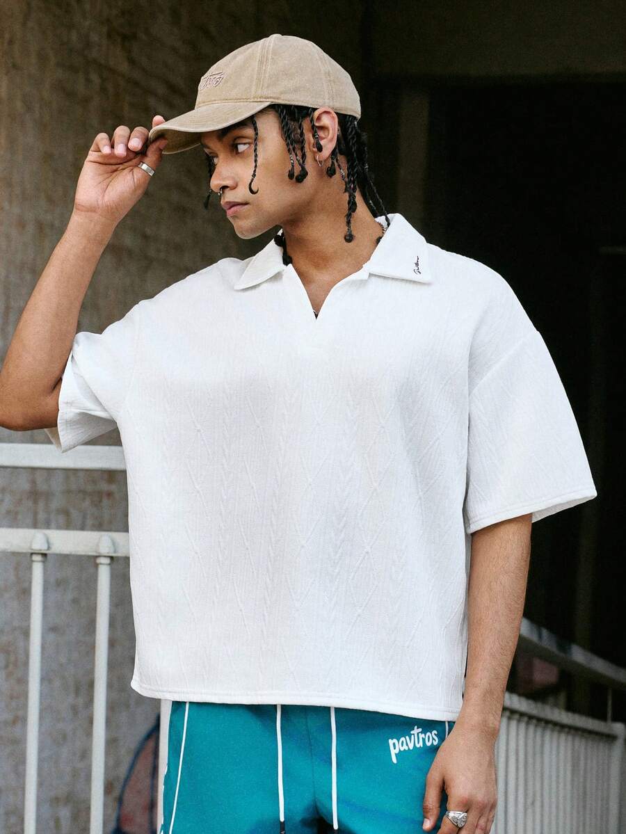 PAVTROS Áo Polo họa tiết hình thoi và bông lúa mì thời trang, thương hiệu TK, xu hướng thời trang đường phố, phù hợp mặc hàng ngày, quà tặng ngày Valentine, mặc ở nhà, tham dự lễ hội âm nhạc ngoài trời, đi chơi với bạn bè, quà tặng cho trẻ em, quà tặng cho bạn trai/chồng, quà tặng kỷ niệm. - trắng - Xem 1