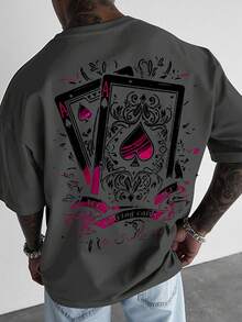 Manfinity LEGND 3pcs/Set Men's Retro Playing Card Print T-Shirts - Black - View 6