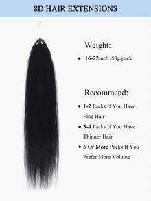 8D Micro Link Nano Beads Hair Extensions,16-22 INCH 50G/Pack, Micro Loop Human Hair Extensions, Invisible No Trace,Straight Human Hair,Invisible Mini Silicon Beads Easy To Install,Seamless, Natural Straight Hair,Perfect For Long Hair Lengthening, Hair Lengthening Straight Hair Texture Natural Hair Look - Multicolor - View 4
