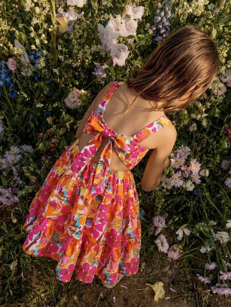 SHEIN 少女碎花无袖休闲连衣裙 - 白色 - 查看 2