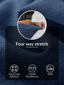 Flexra Women's Elastic Waist Pleated Skinny Casual Denim Shorts - Blue - View 10