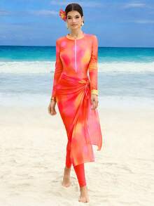 Swim Shayni Women's Bohemian Tie Dye Print Jumpsuit + Pants + Maxi Dress Beach Vacation Swimsuit, Summer - Multicolor - View 6