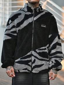 Devon Thys Manfinity Streetrush 男士休闲撞色拼接夹克，秋冬季，男士拉链保暖内衬夹克 - 彩色 - 查看 3