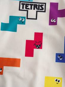 Tetris™ X SHEIN Baby Girl Casual All-Over Print Crew Neck Long Sleeve Romper, Spring/Autumn - Beige - View 8