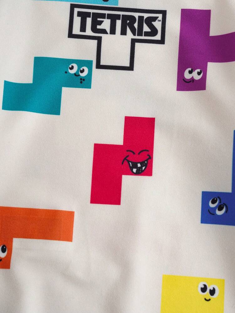 Tetris™ X SHEIN Baby Girl Casual All-Over Print Crew Neck Long Sleeve Romper, Spring/Autumn - Beige - View 8