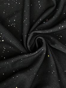 SHEIN 孕妇亮面褶皱不对称肩部优雅派对连衣裙，夏季 - 黑色 - 查看 4