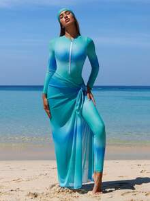 Swim Shayni Women's Ombre Burkini Set For Beach Vacation - Multicolor - View 4