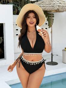 Swim Vcay Bộ đồ bơi cỡ lớn có mặt dây chuyền trang trí - màu đen - Xem 3