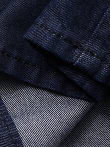 DAZY 女士宽松长款都市休闲牛仔背带裤和连体裤 - 深色水洗藍 - 查看 8