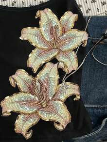 Teen Girl Floral Pattern Casual Versatile Daily Wear Camisole Top - Multicolor - View 4