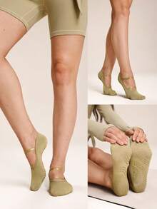 GLOWMODE 3双装瑜伽普拉提防滑袜，无缝袜头设计，适合日常瑜伽练习 - Slate Green - 查看 8