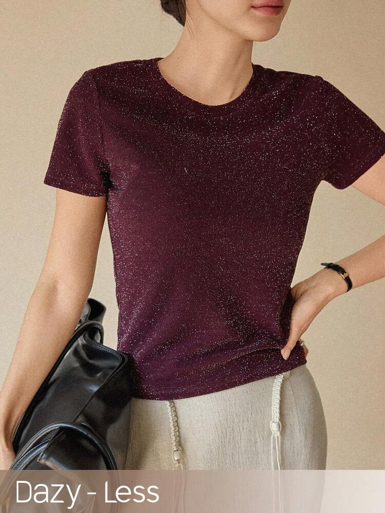 Solid Color Round Neck Fitted Short Sleeve Women T-Shirt Business Casual Woman Summer