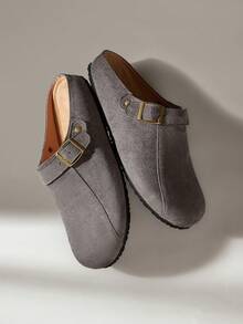 Solecia Women's New Slip-On Half-Cover Casual Flat Shoes - Dark Grey - View 3